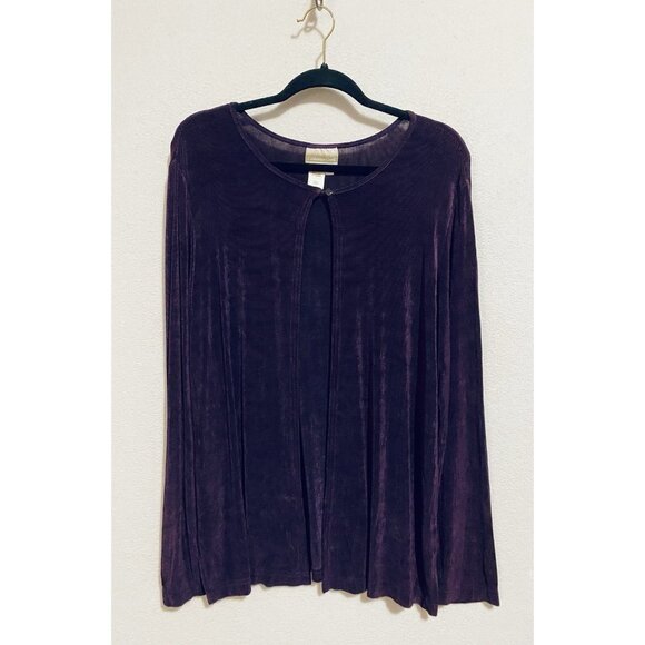 Coldwater Creek Top Womens 1X Purple Ribbed Slinky Single Button Whimsigoth Y2K - Picture 1 of 6